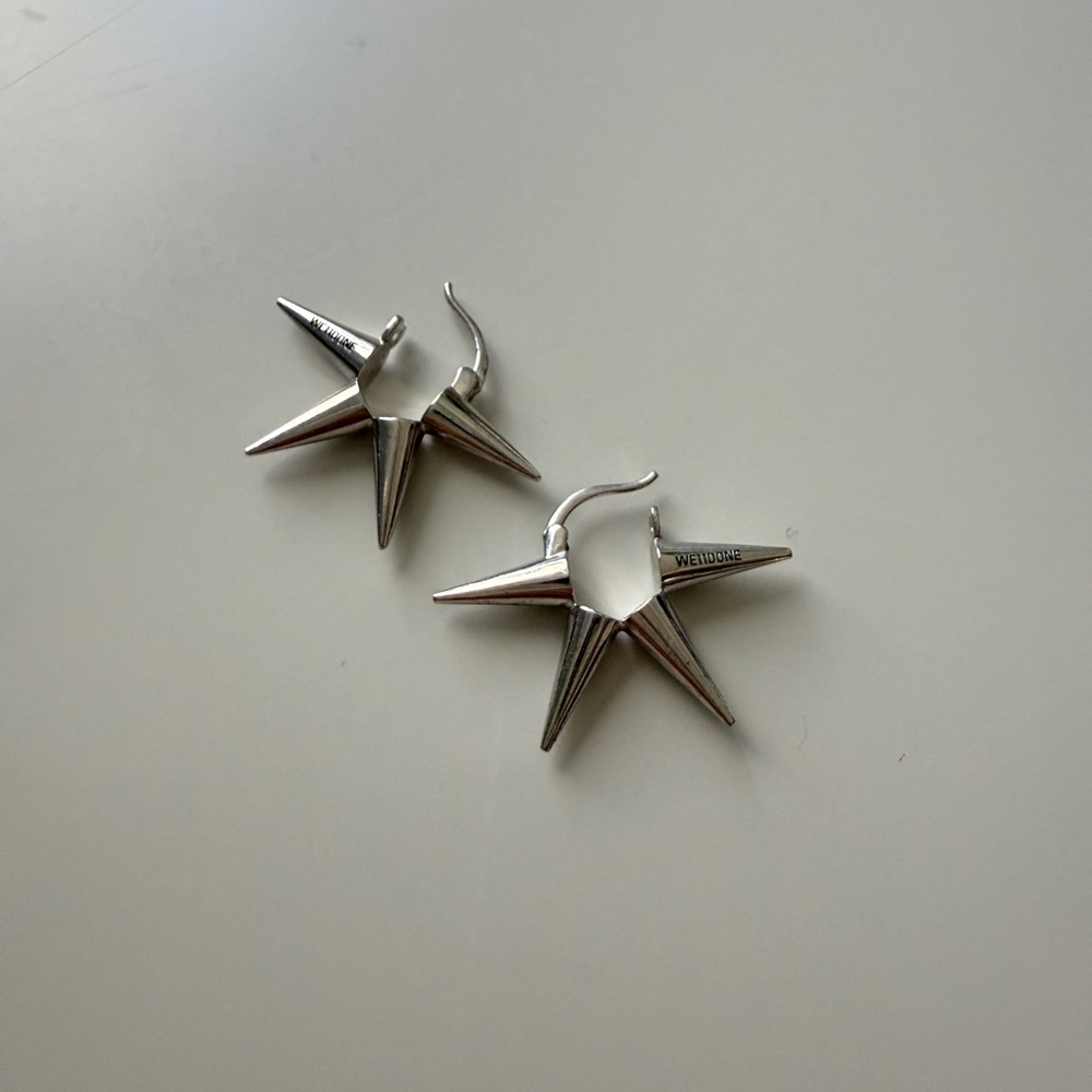 Edgy Silver Star Spike Earrings